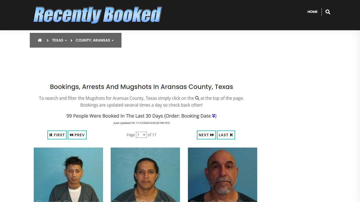 Bookings, Arrests and Mugshots in Aransas County, Texas - Recently Booked